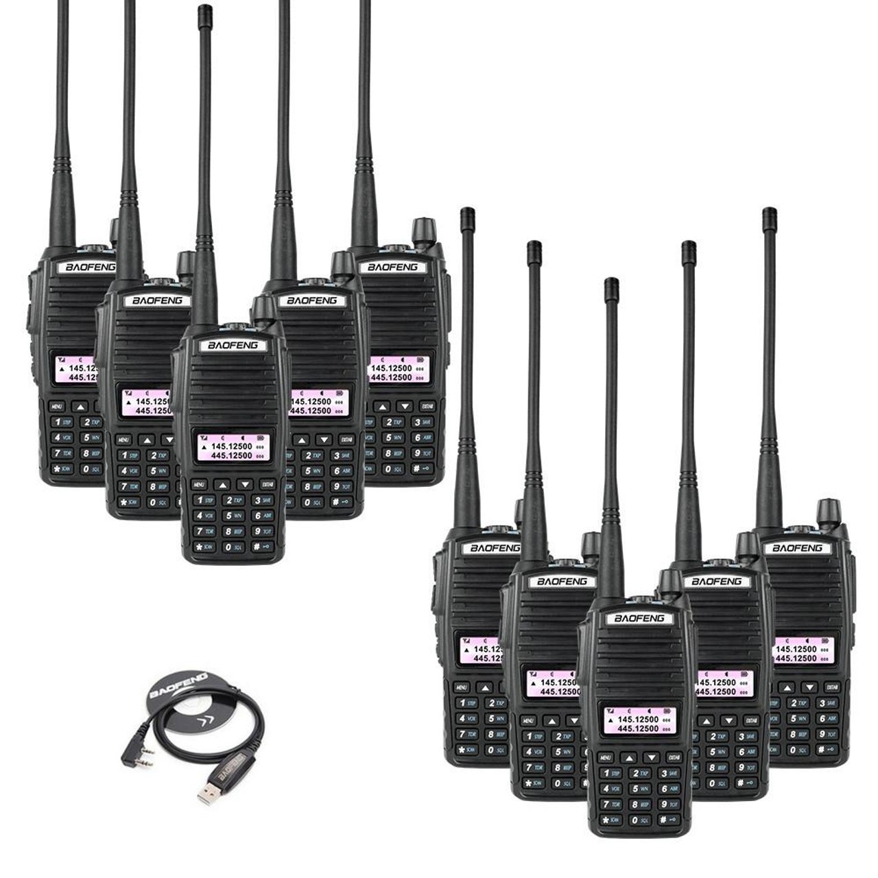 Baofeng Walkie Talkie UV-82 With Earphone ( Pack OF-10)