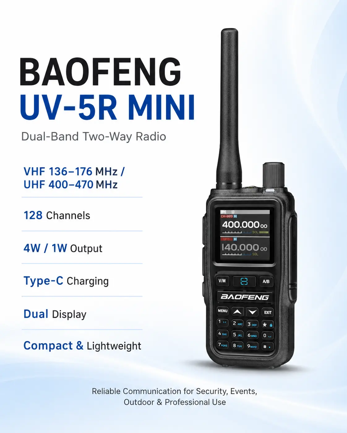 BAOFENG UV-5R Mini Walkie Talkie (Pack of 1)