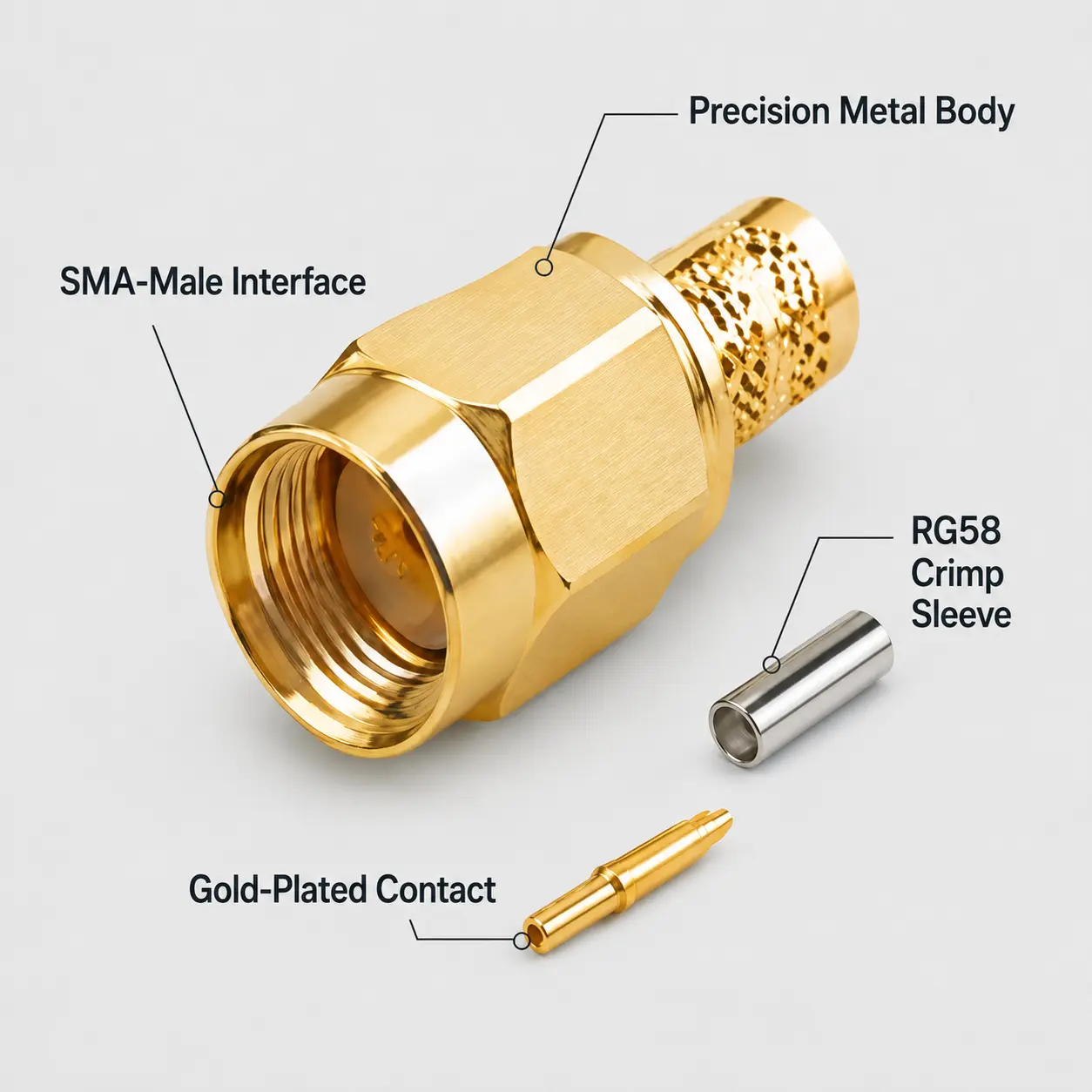BAOFENG SMA-Male RG58 Cable Connector