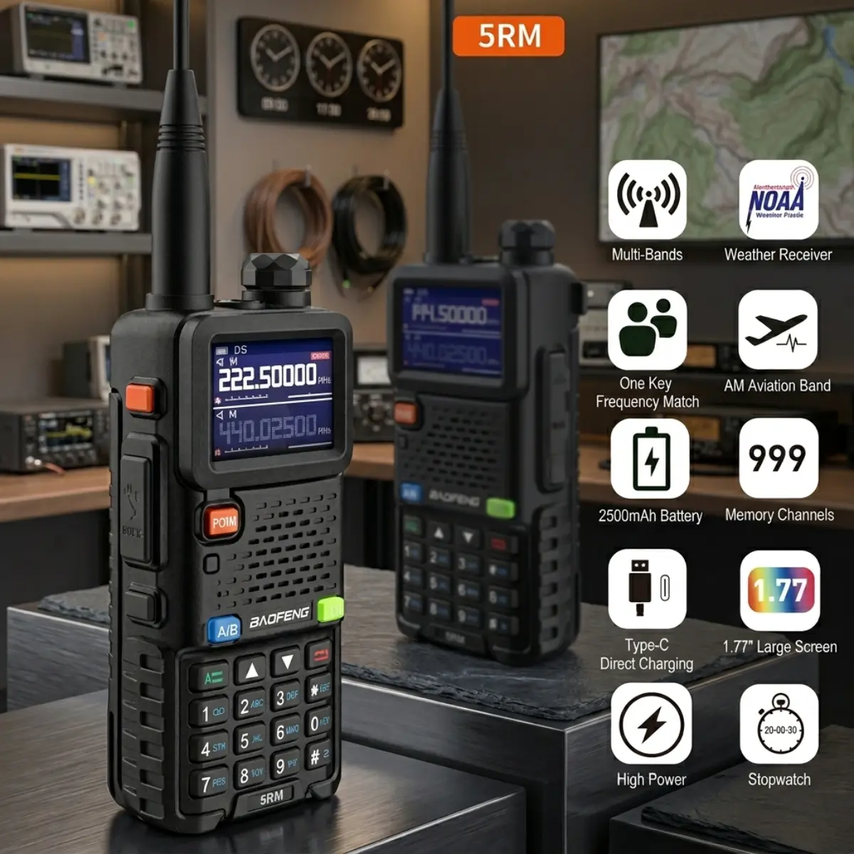 BAOFENG UV-5RM Multi-Band Two-Way Radio (Pack of 1)
