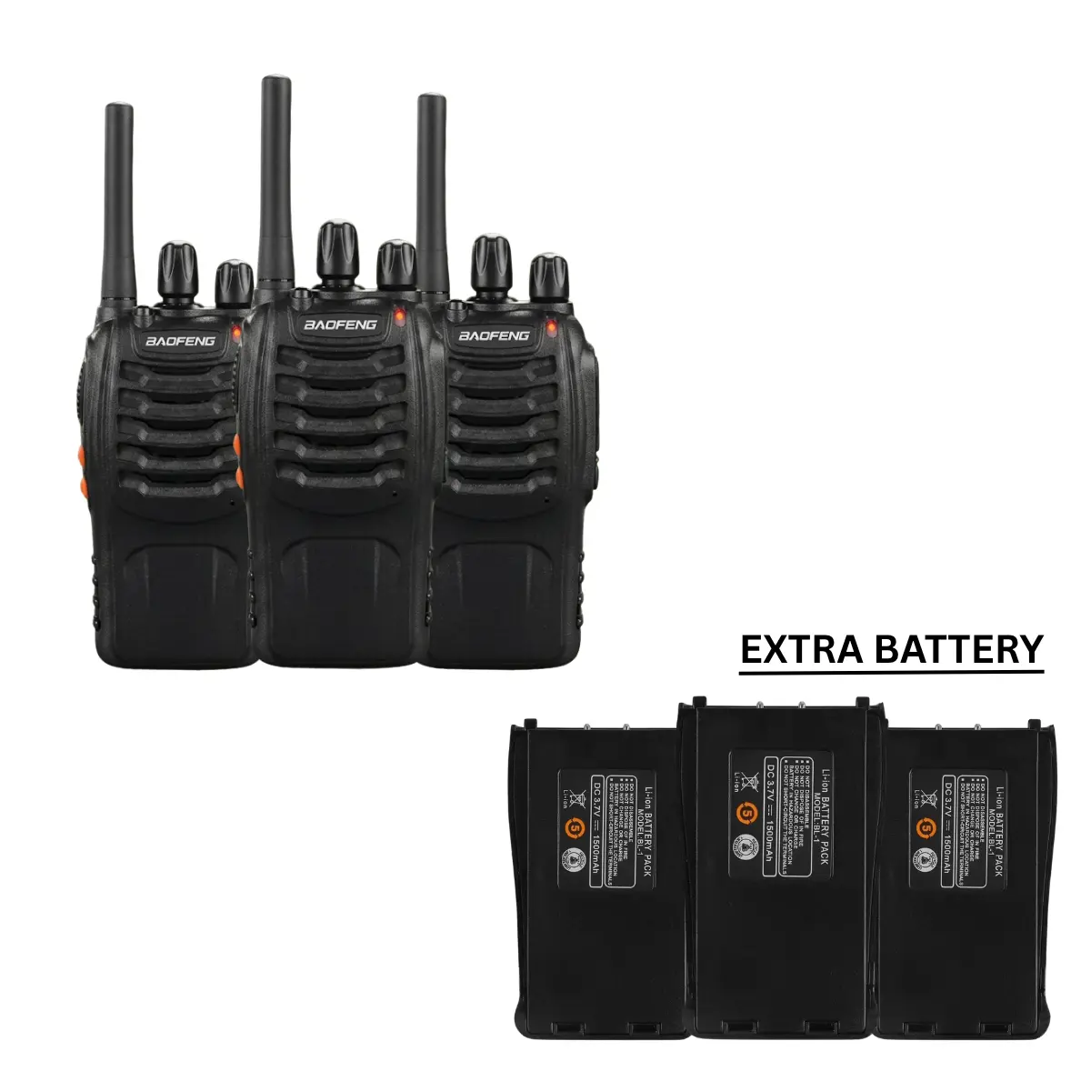 Baofeng BF-888S Two Way Radio With Extra Battery (Pack of 3)