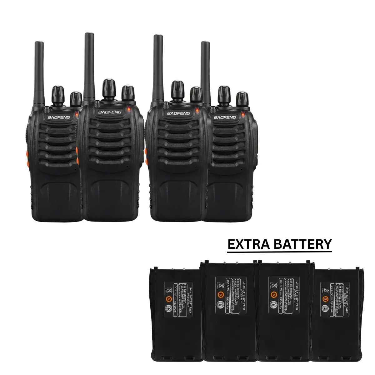 Baofeng BF-888S Two Way Radio With Extra Battery (Pack of 4)