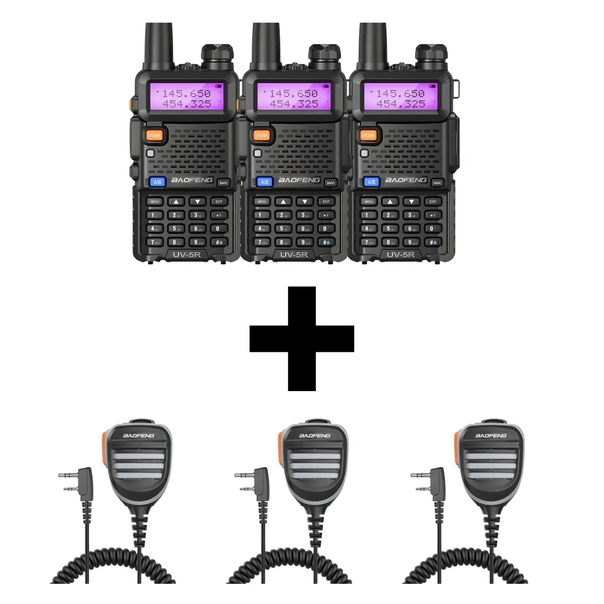 Baofeng UV-5R With Waterproof Microphone (Pack of 3)