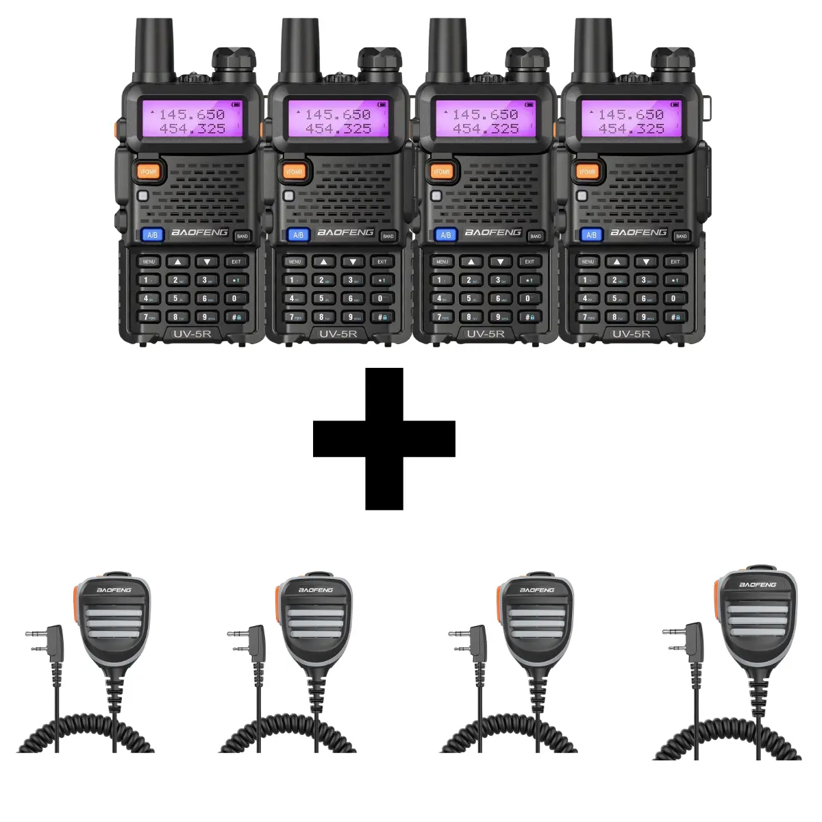 Baofeng UV-5R With Waterproof Microphone (Pack of 4)