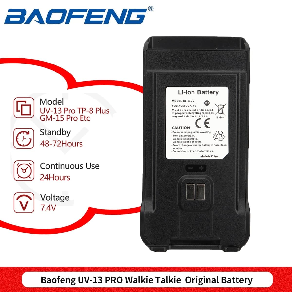 BAOFENG UV-9R ORIGINAL BATTERY FOR WALKIE TALKIE RADIO (pack-01)
