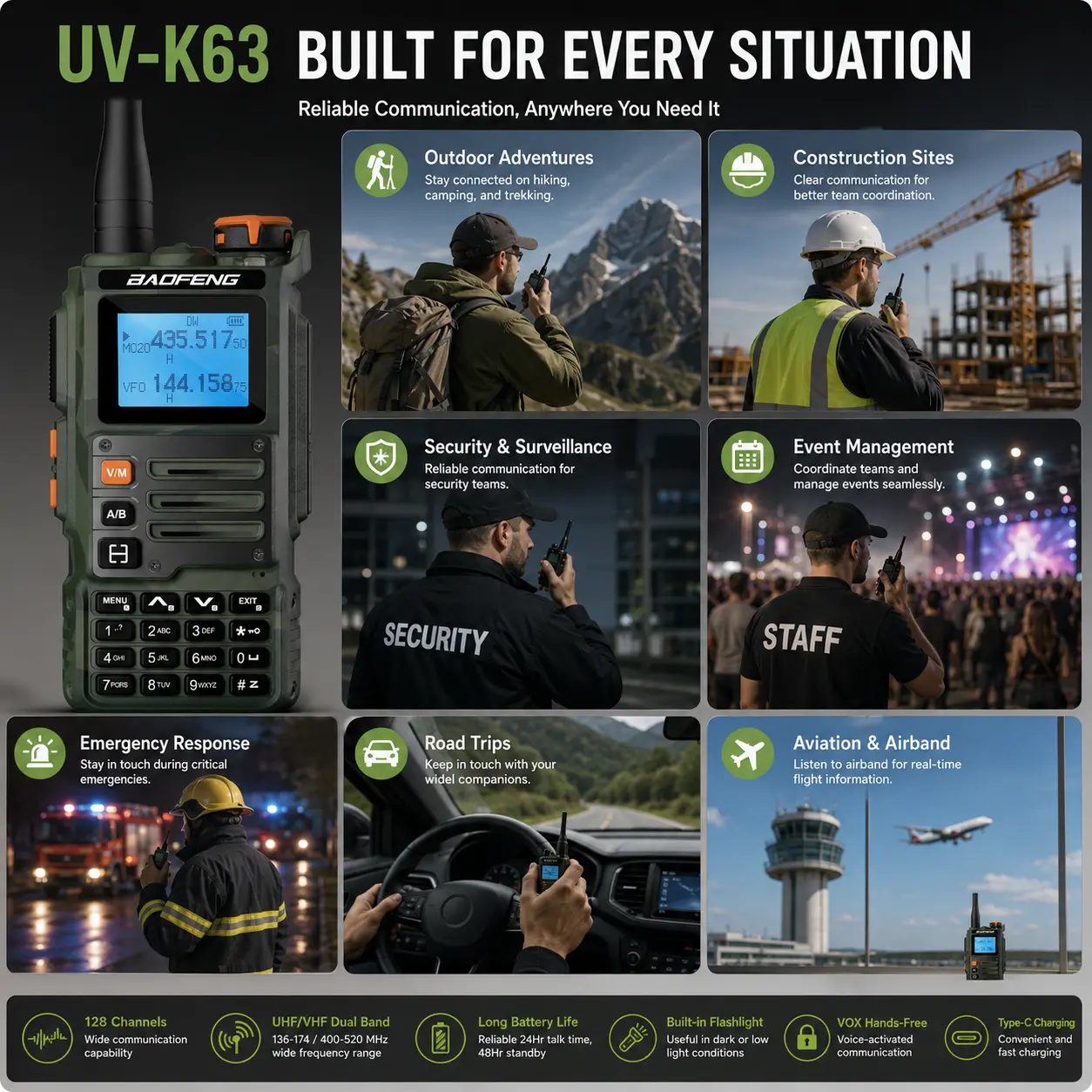 Baofeng UV-K63 (Pack of 4)