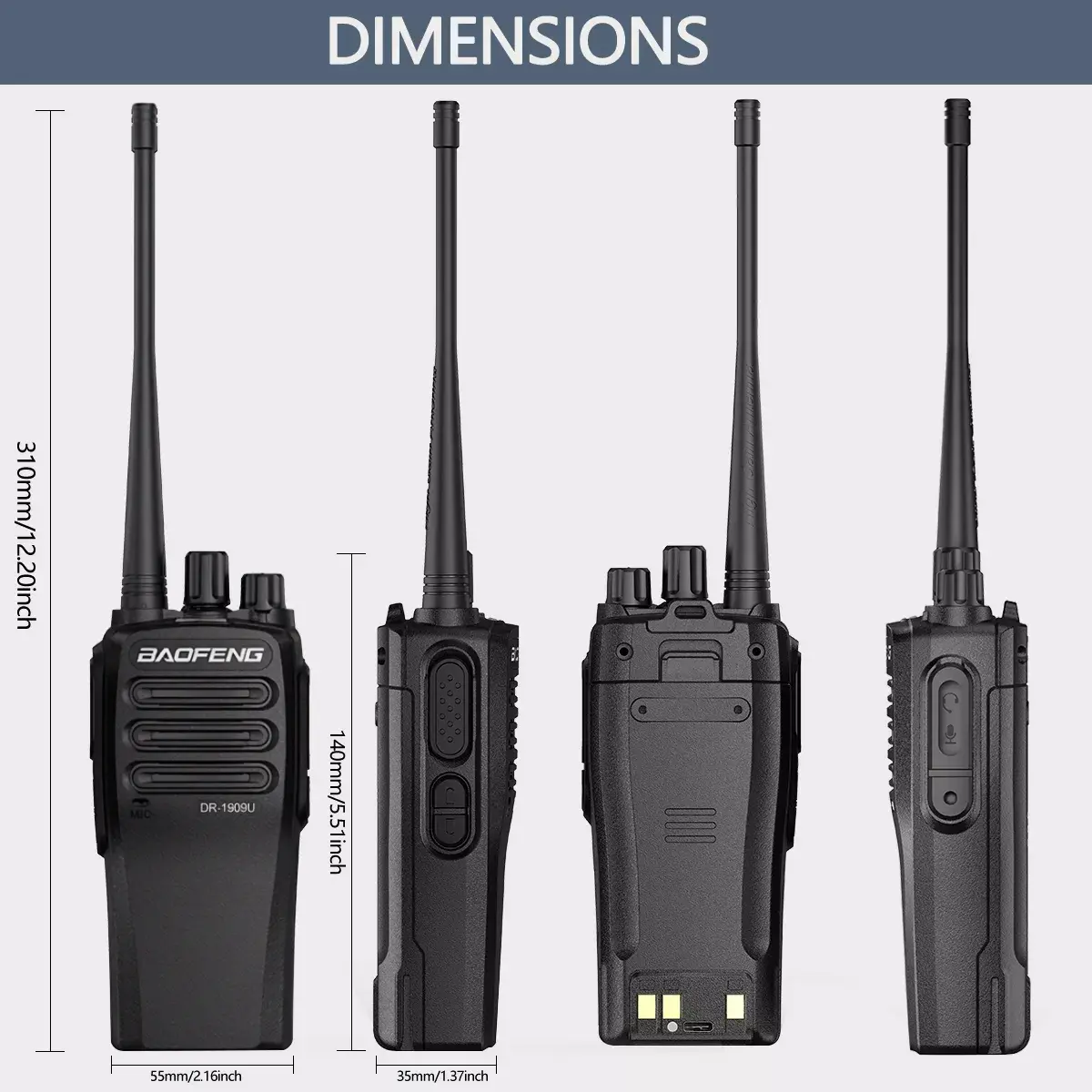 Baofeng DR-1909U Mobile Radio | 25W Dual Band VHF/UHF Transceiver (Pack of 3)