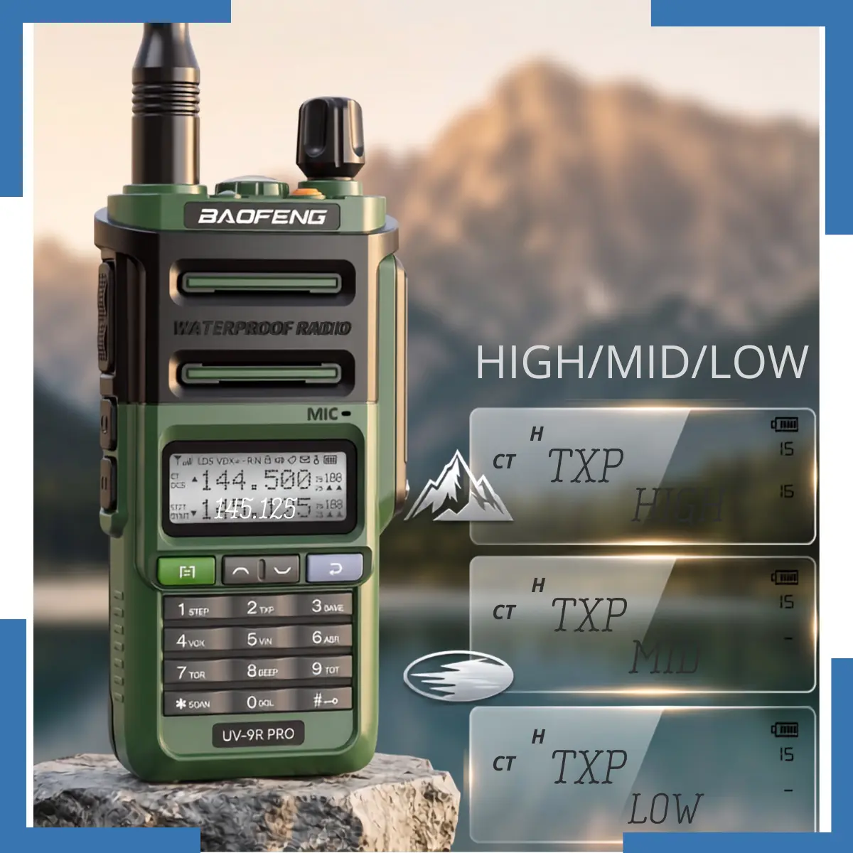 Baofeng UV-9R Pro Waterproof Walkie Talkie | 8W Dual Band Two-Way Radio (Pack of 2)