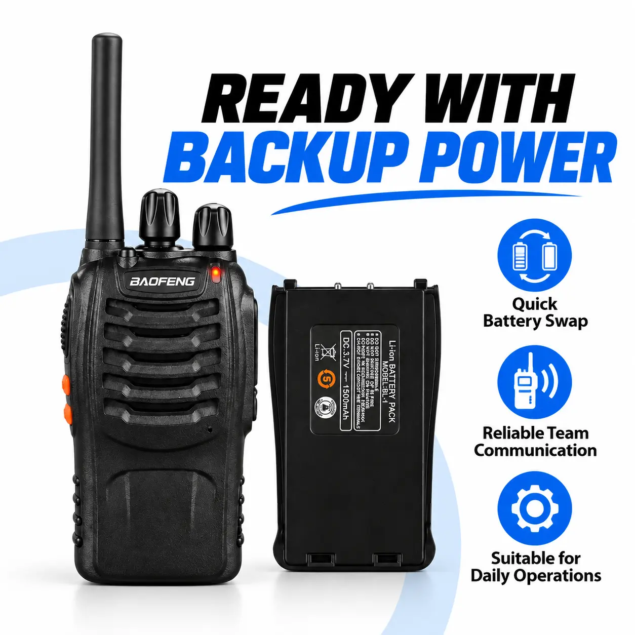 Baofeng BF-888S Two Way Radio With Extra Battery (Pack of 2)