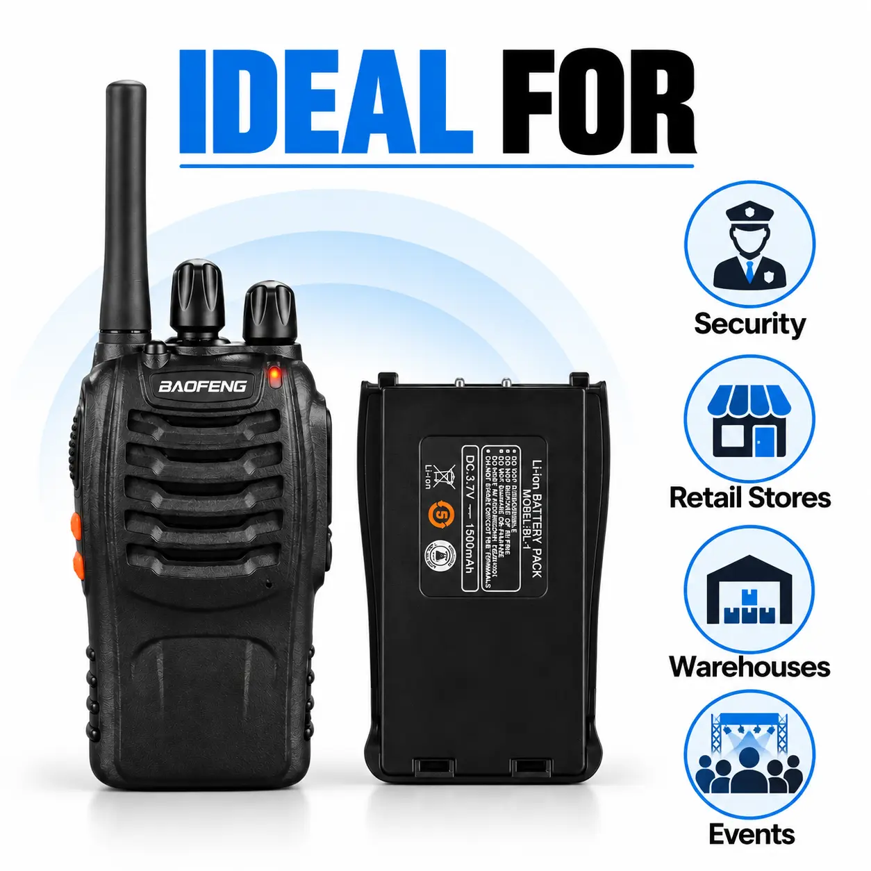 Baofeng BF-888S Two Way Radio With Extra Battery (Pack of 2)